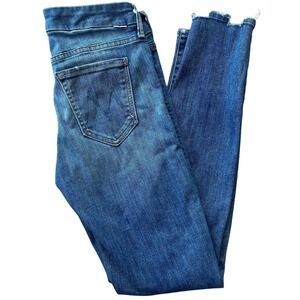 Mother The Looker Distressed Ankle Chew Jeans Womens 25 Mum's Wash